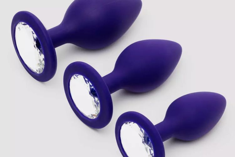 three purple butt plug